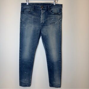 John Elliot Men’s Jeans Button Fly Size 34 Color Distressed Blue 98% Cotton